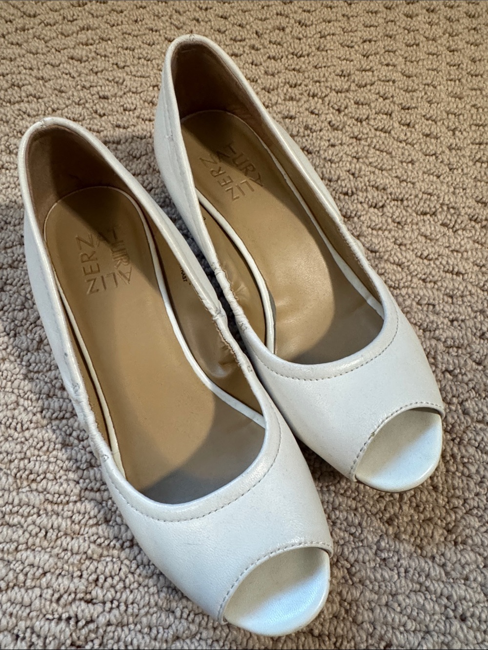 Naturalizer White Peep-Toe Heels